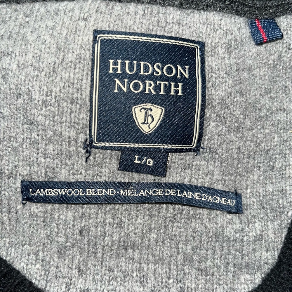 HUDSON NORTH lambswool blend dad sweater mens size Large v-neck long sleeve - Picture 6 of 9